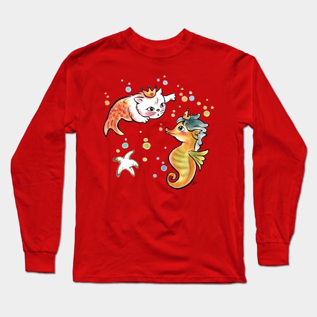 Princess cat fish Long Sleeve T-Shirt by juliewu